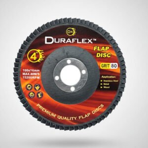 Duraflex Fiberglass Flap Disc – 4" × 16mm | Grit 80 | Premium Grinding & Finishing Disc for Metal, SS & Wood