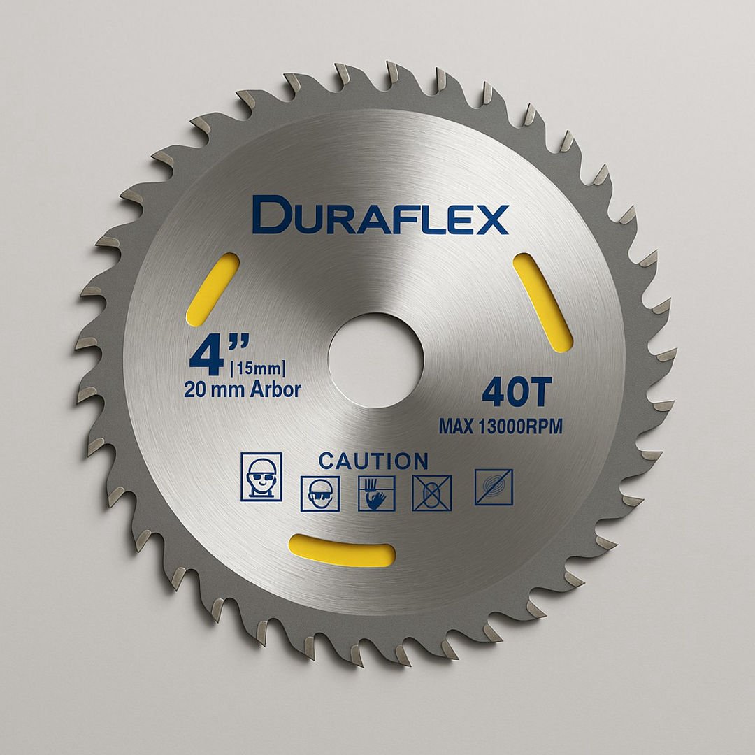 Duraflex 4" TCT Saw Blade – 40T | Smooth Cut • Super Cut | Professional Wood Cutting Blade